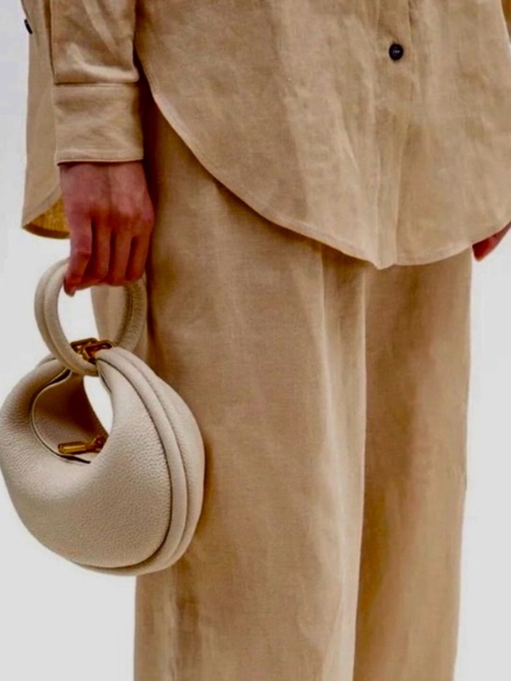Songmont Luna Ivory white Vegan Leather Hobo Bag w/Gold Hardware No Long Strap - Picture 8 of 12